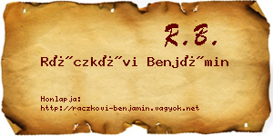 Ráczkövi Benjámin névjegykártya